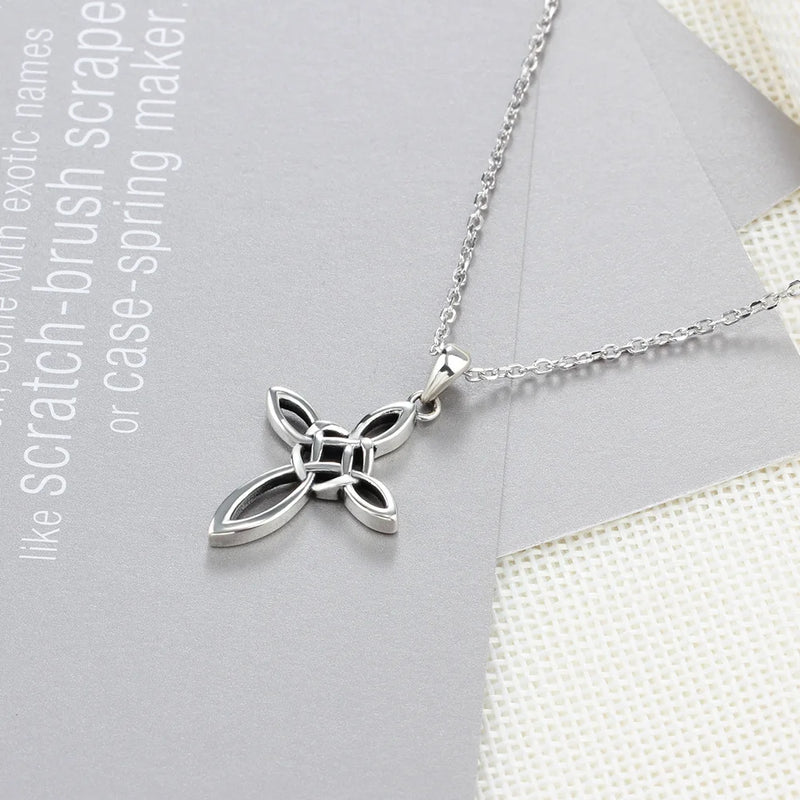 Minimalism Cross Pendant Necklace 925 Sterling Silver Chain for Women