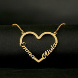 Personalized Heart Double Name Pendant Couple Jewelry
