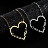 Personalized Heart Double Name Pendant Couple Jewelry