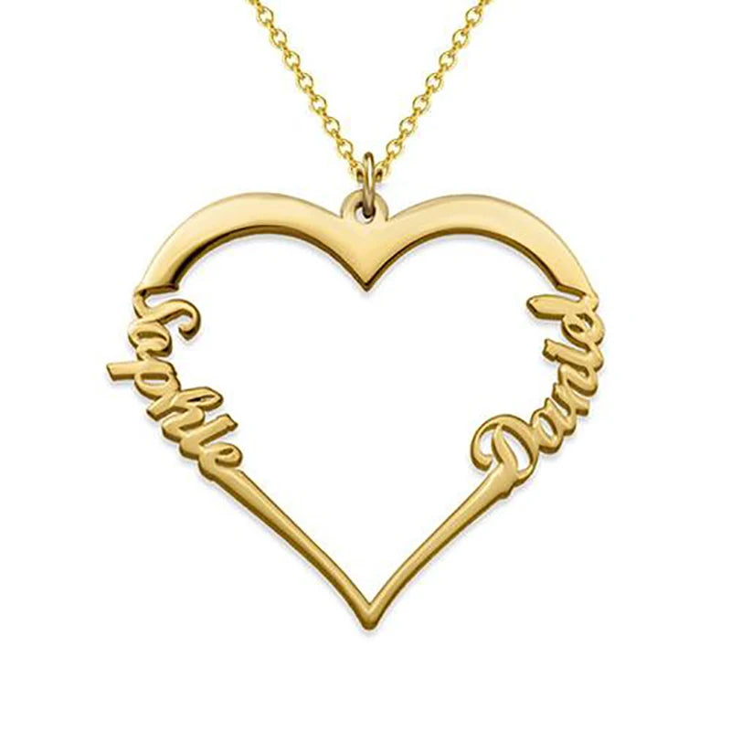 Personalized Heart Double Name Pendant Couple Jewelry