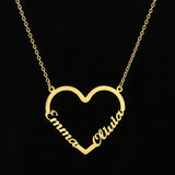 Personalized Heart Double Name Pendant Couple Jewelry