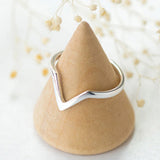 Minimalist Geometric V Letter Ring 925 Sterling Silver Jewelry