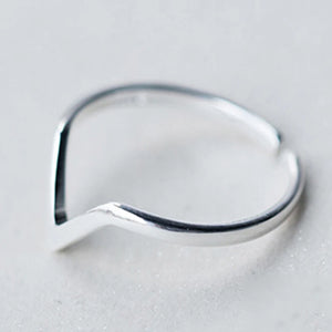 Minimalist Geometric V Letter Ring 925 Sterling Silver Jewelry