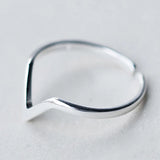 Minimalist Geometric V Letter Ring 925 Sterling Silver Jewelry