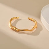 Irregular Line Twisted Chunky Metal 18k Plated Open Bracelet