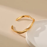 Irregular Line Twisted Chunky Metal 18k Plated Open Bracelet