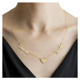 Minimalism Heart Three Names Personalized Stainless Steel Family Necklace