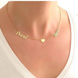 Minimalism Heart Three Names Personalized Stainless Steel Family Necklace