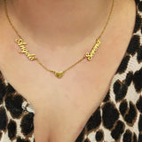 Minimalism Heart Three Names Personalized Stainless Steel Family Necklace