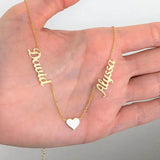 Minimalism Heart Three Names Personalized Stainless Steel Family Necklace