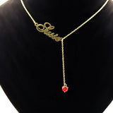 Minimalism Personalized Nameplate Necklace with Birthstone Pendant