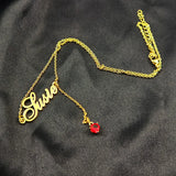 Minimalism Personalized Nameplate Necklace with Birthstone Pendant