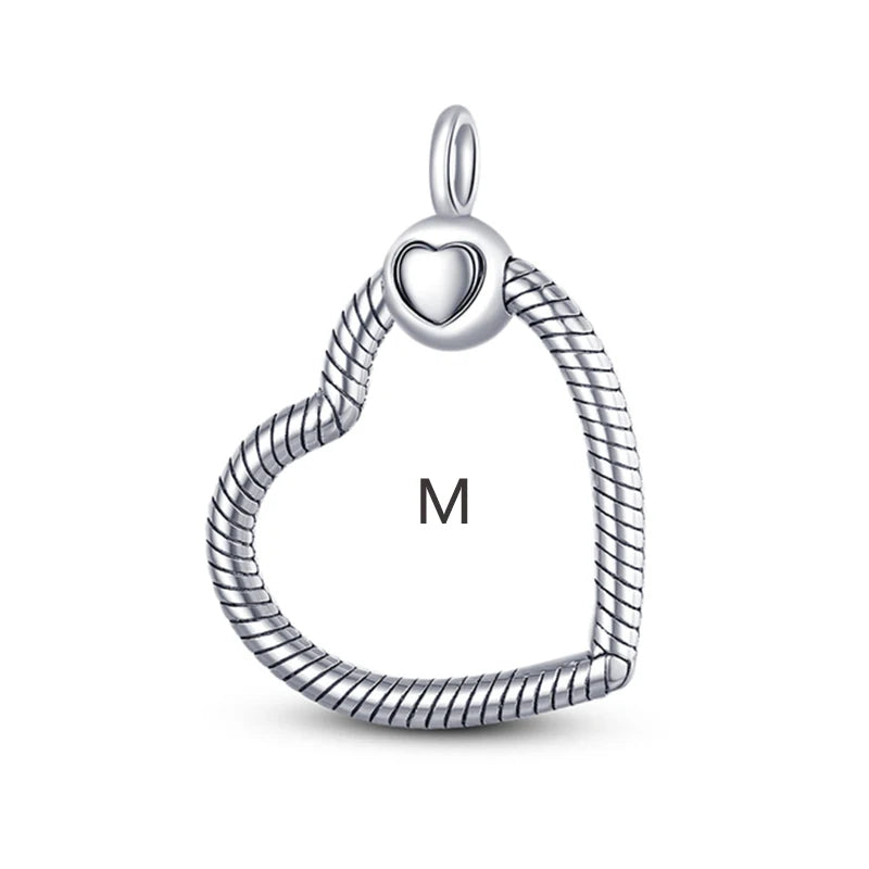 Silver O Pendant with Heart Charm - DIY Necklace