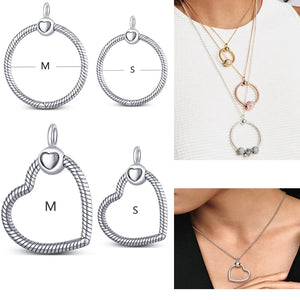 Silver O Pendant with Heart Charm - DIY Necklace
