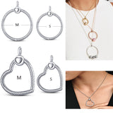 Silver O Pendant with Heart Charm - DIY Necklace