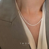 Minimalism Glitter Clavicle Chain Necklace Silver Plated