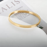 Minimalist Stainless Steel Cuff Bracelet for Women - Plated Titanium Bangles