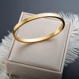 Minimalist Stainless Steel Cuff Bracelet for Women - Plated Titanium Bangles