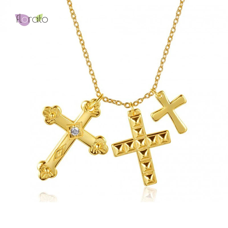 Minimalism Crystal Cross Pendant Necklace 925 Sterling Silver Chain