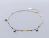 925 Silver Lucky Round Beads Zirconia Anklet Bracelet