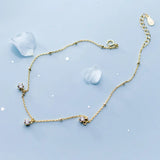 925 Silver Lucky Round Beads Zirconia Anklet Bracelet