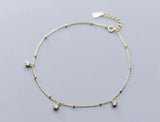 925 Silver Lucky Round Beads Zirconia Anklet Bracelet