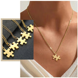 Personalized Couple Puzzle BFF Necklaces Set Stainless Steel