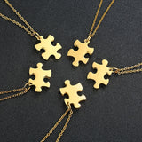 Personalized Couple Puzzle BFF Necklaces Set Stainless Steel