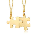 Personalized Couple Puzzle BFF Necklaces Set Stainless Steel