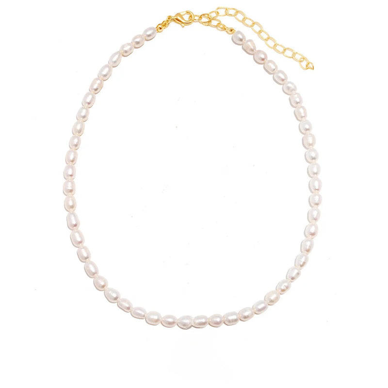 Minimalist A-Z Initial Letter Pearl Necklace Stainless Steel Choker Women