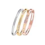 CZ Crystal Bracelet Hollow Cuff Bangle for Women Men Party Wedding