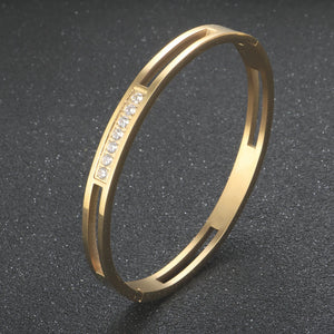 CZ Crystal Bracelet Hollow Cuff Bangle for Women Men Party Wedding