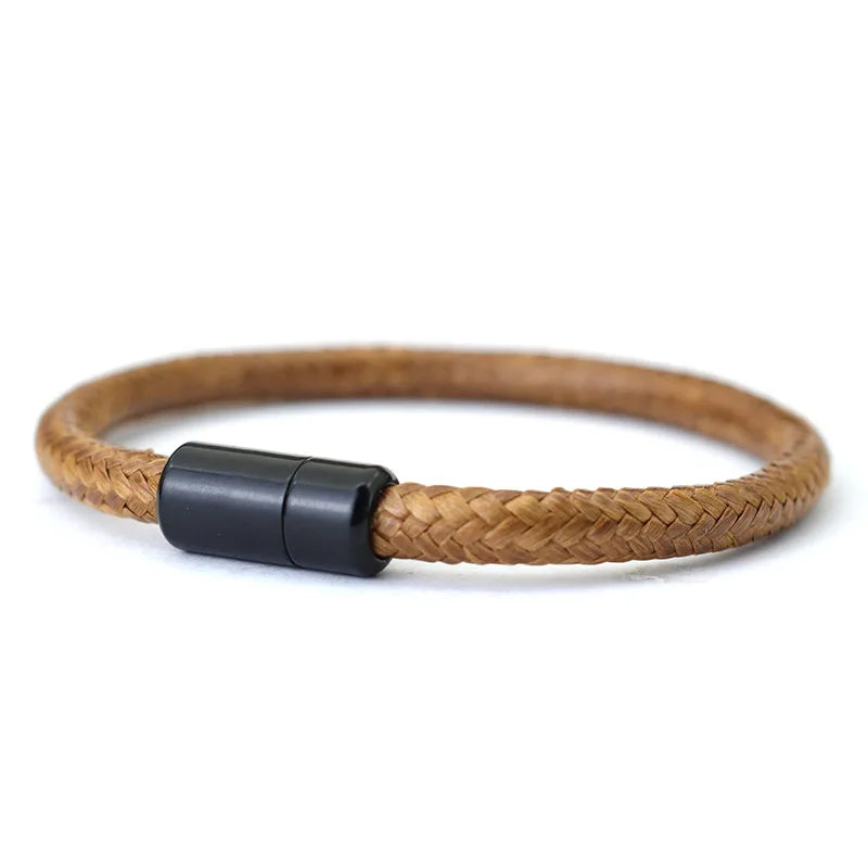 5mm Hemp Rope Bracelet Silver Magnetic Armband Antique Jewelry