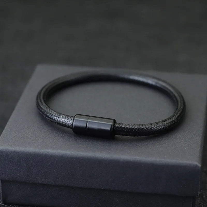 5mm Hemp Rope Bracelet Silver Magnetic Armband Antique Jewelry