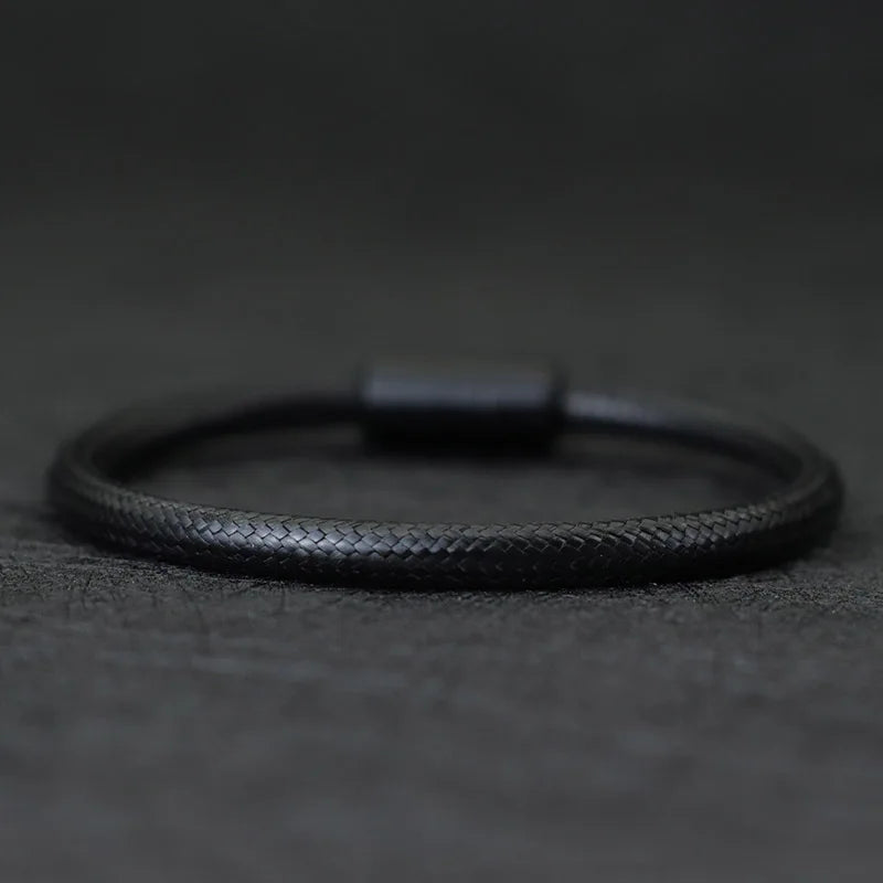 5mm Hemp Rope Bracelet Silver Magnetic Armband Antique Jewelry