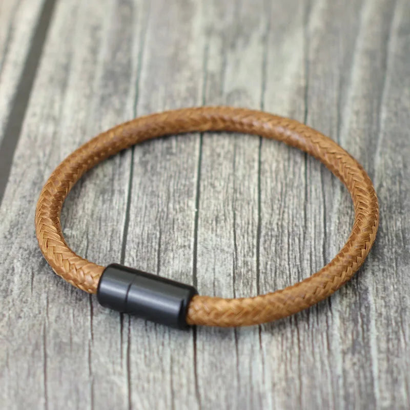 5mm Hemp Rope Bracelet Silver Magnetic Armband Antique Jewelry