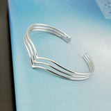 925 Silver Bracelet for Women-Three Layer Sterling Silver Bracelet