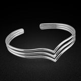 925 Silver Bracelet for Women-Three Layer Sterling Silver Bracelet