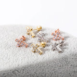 925 Silver CZ Geometric Cross Stud Earrings Hip Hop Jewelry