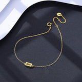 925 Silver Square Zircon Lady Bracelet Thin Chain CZ High Woman Bangle