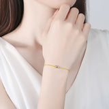 925 Silver Square Zircon Lady Bracelet Thin Chain CZ High Woman Bangle