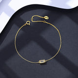 925 Silver Square Zircon Lady Bracelet Thin Chain CZ High Woman Bangle