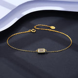 925 Silver Square Zircon Lady Bracelet Thin Chain CZ High Woman Bangle