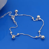 Minimalist 925 Silver Anklet Female Summer Jewelry Bell Ankle Bracelet