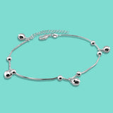 Minimalist 925 Silver Anklet Female Summer Jewelry Bell Ankle Bracelet
