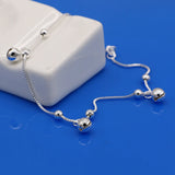 Minimalist 925 Silver Anklet Female Summer Jewelry Bell Ankle Bracelet