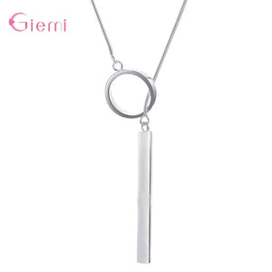 925 Silver Circle Bar Necklace for Women