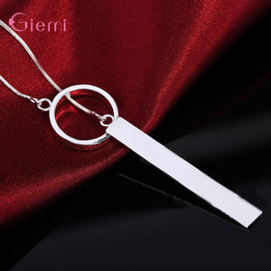 925 Silver Circle Bar Necklace for Women