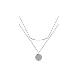 925 Silver Double-layered Chain Necklace Geometric Pendant