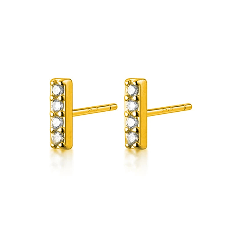 925 Silver Ear Needle Tiny Star Stud Earrings CZ Crystal Jewelry